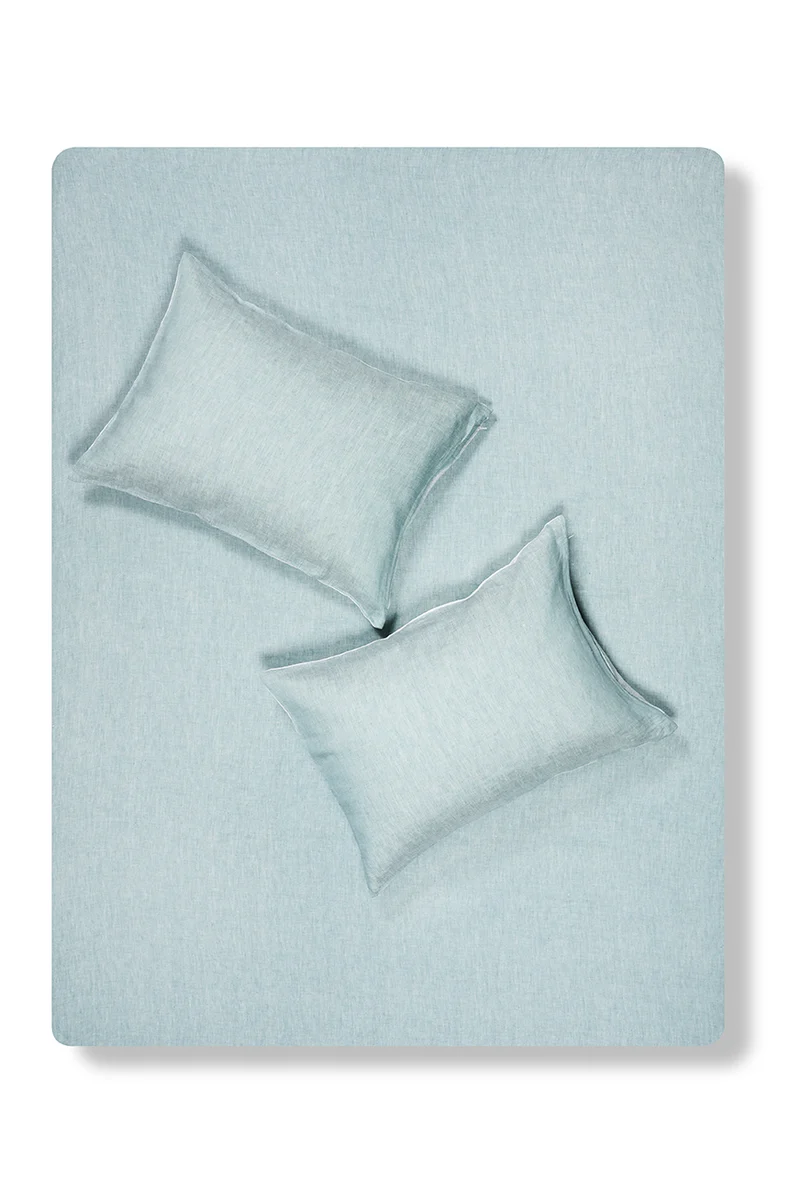 Linen Bedding Two Tone Stonewashed in Petrol