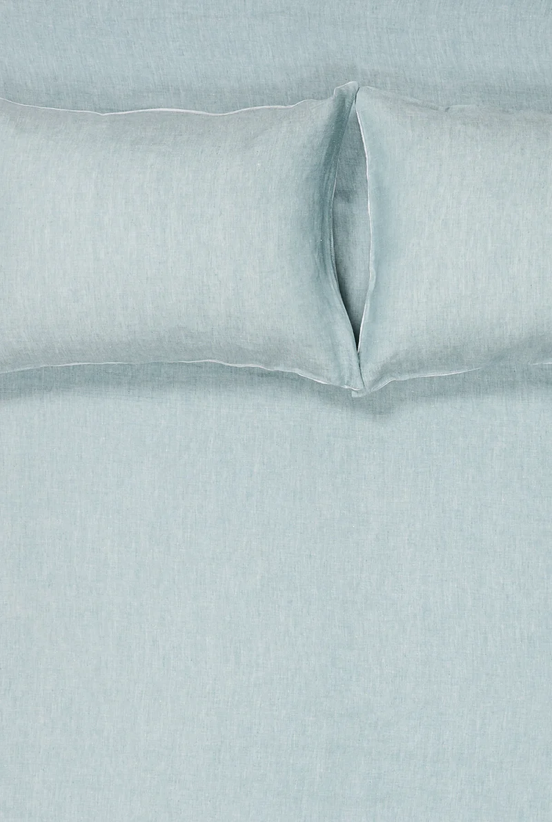 Linen Bedding Two Tone Stonewashed in Petrol