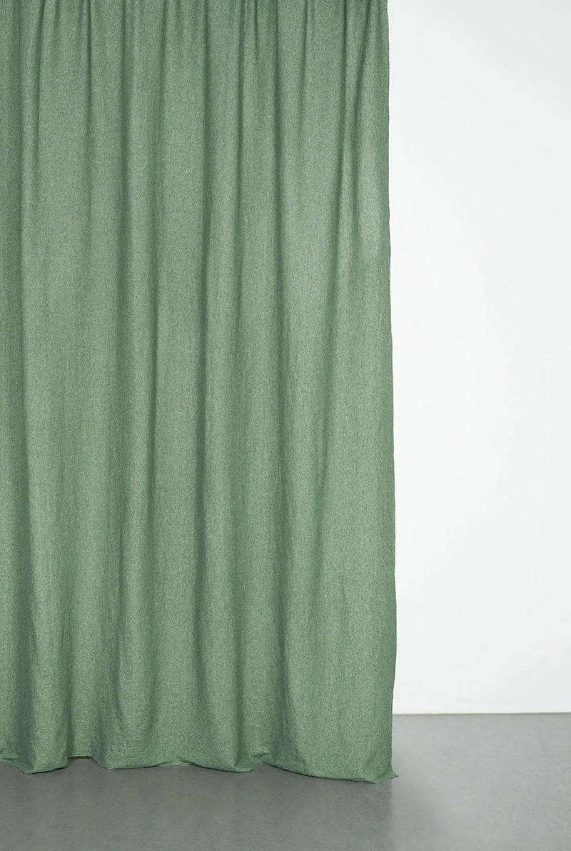 Recycled Wool Curtains Mid-Weight in Moss Green Colour