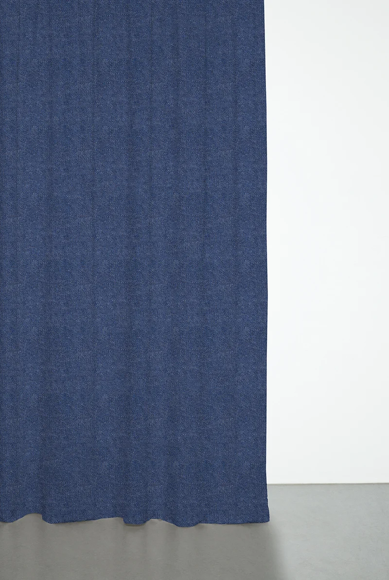 Recycled Wool Curtains Mid-Weight in Denim Blue Colour