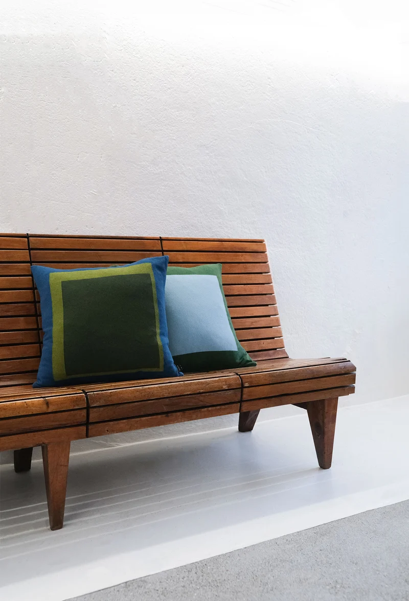 Cushion Cashmere and Merino Wool - Geometric Yellow / Orange