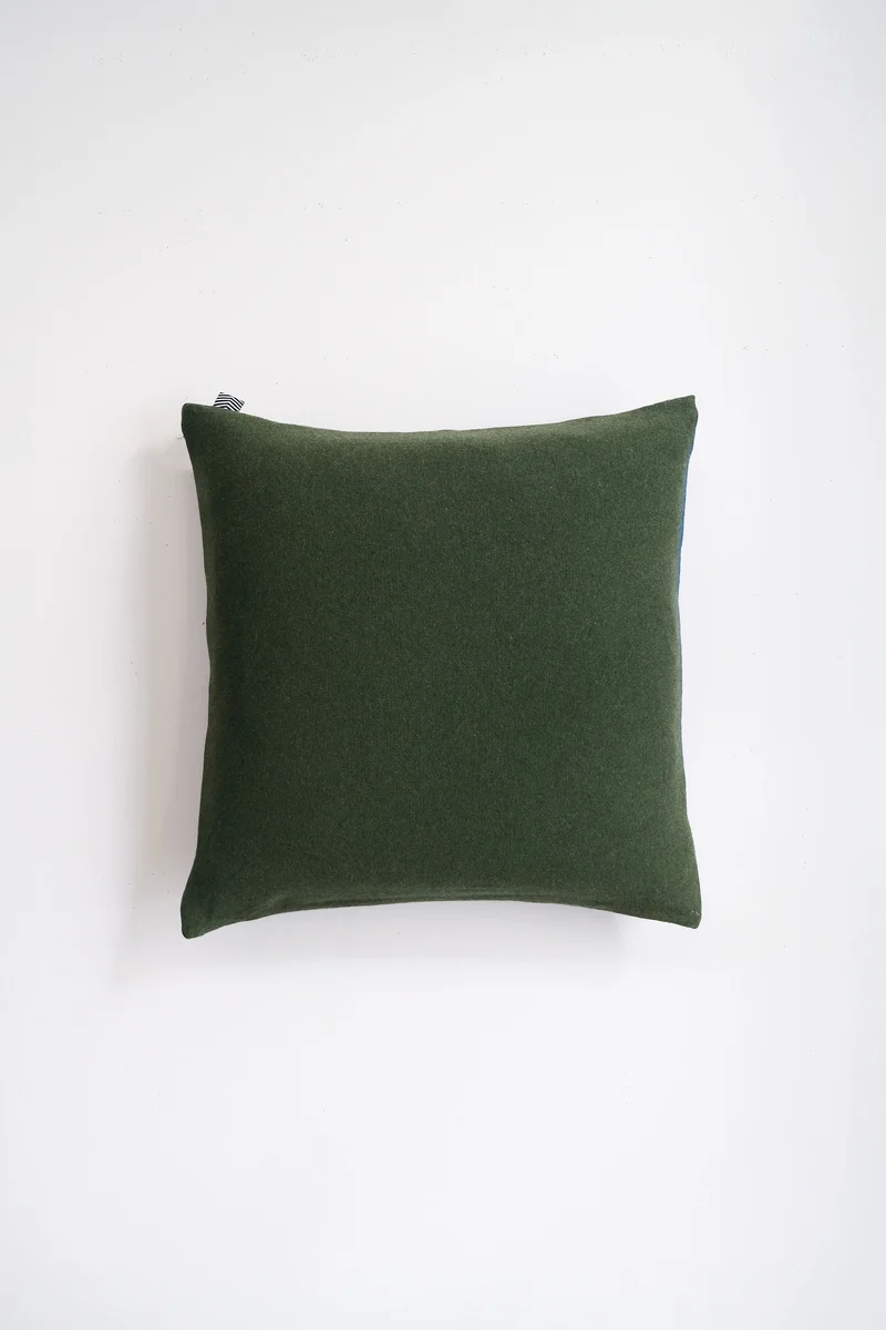 Cushion Cashmere and Merino Wool - Blue / Green Squares