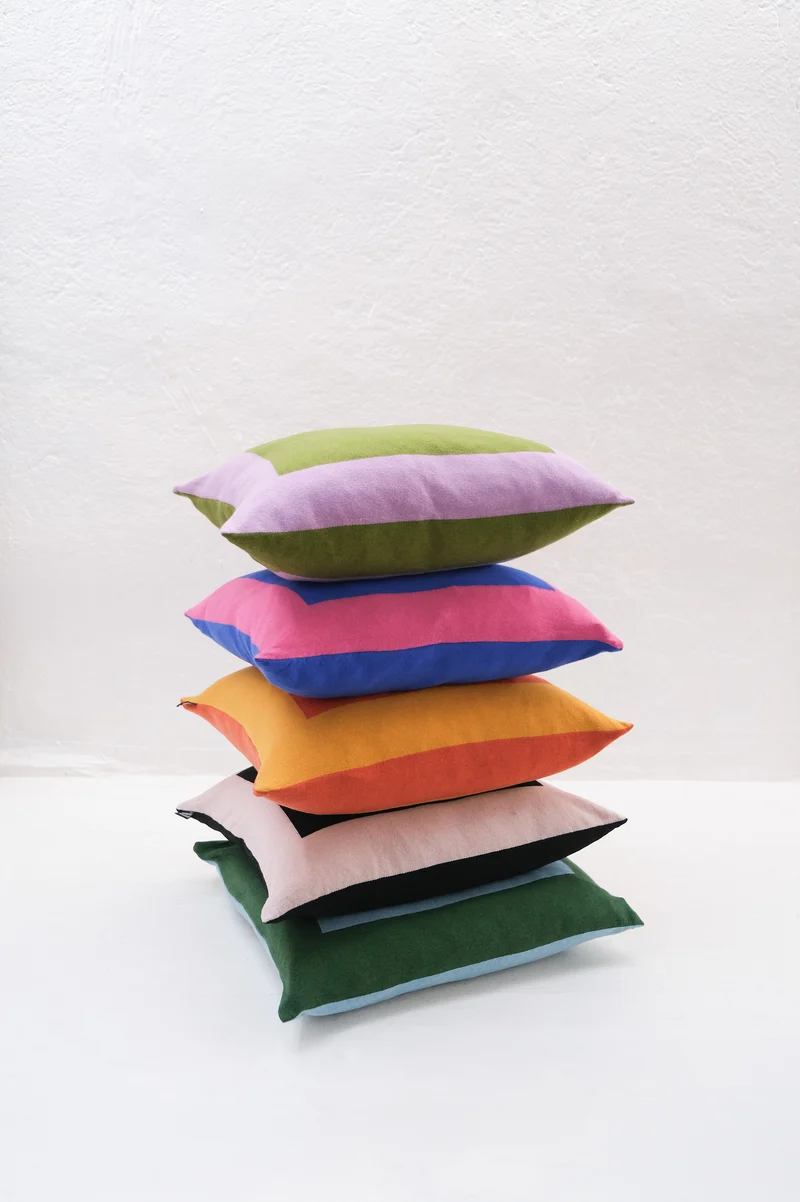 Cushion Cashmere and Merino Wool - Geometric Yellow / Orange
