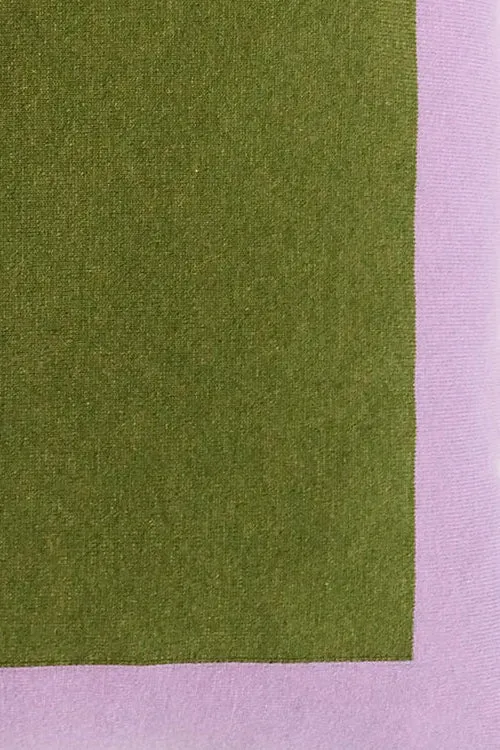 Cushion Cashmere and Merino Wool - Geometric Green / Pink