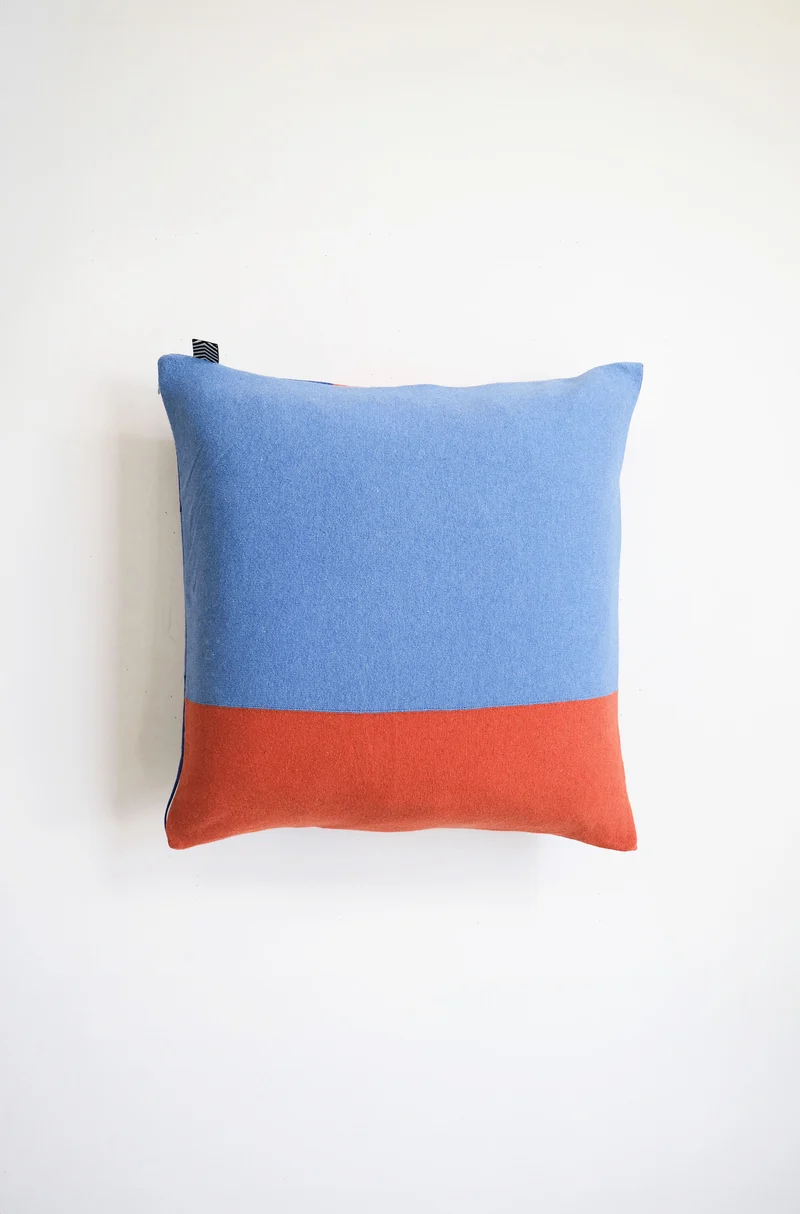 Cushion Cashmere and Merino Wool - Blue Check