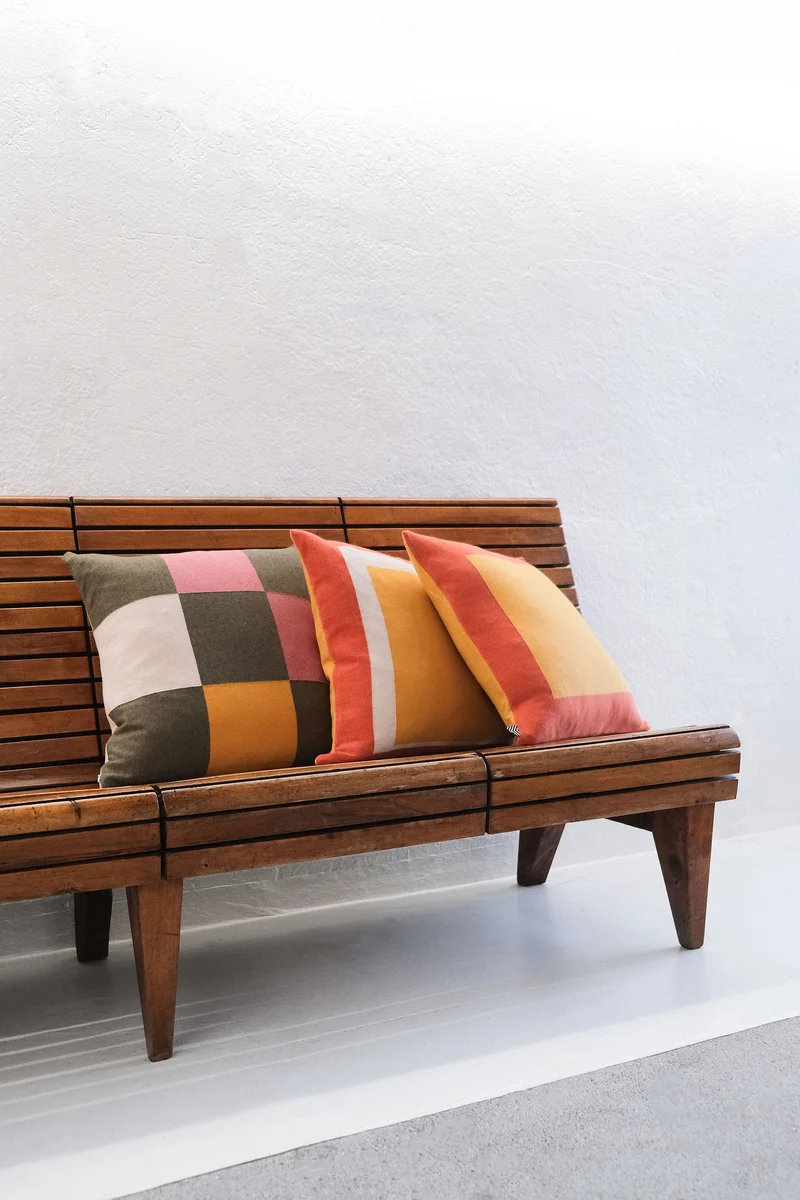 Cushion Cashmere and Merino Wool - Grey Check