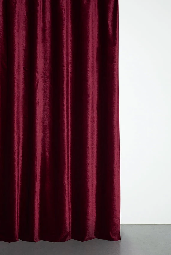 Velvet Curtain in Plum Red Color - Extra Wide