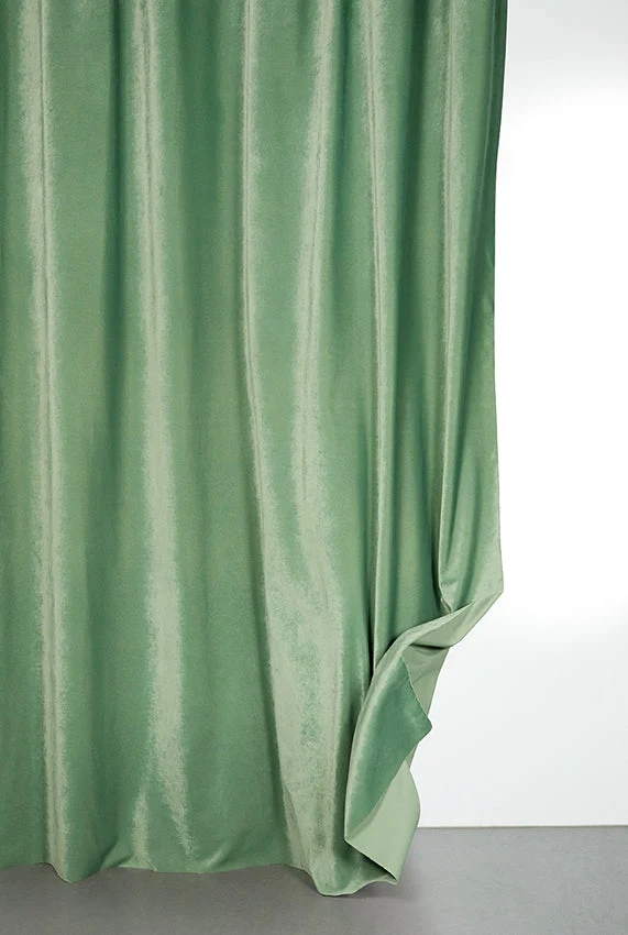 Velvet Curtain in Green Tea Color - Extra Wide