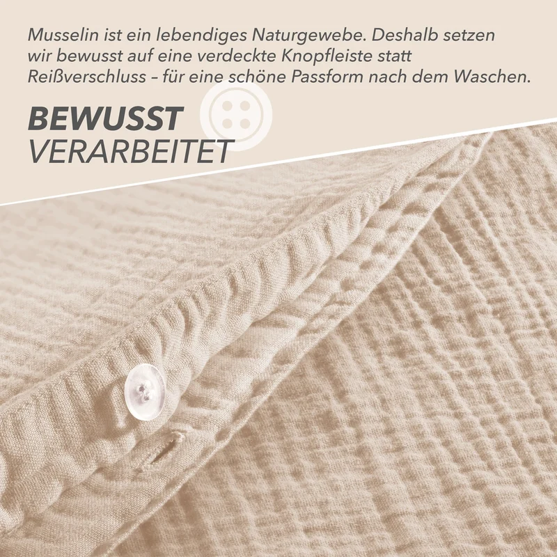 Musselin Bettwäsche Einzelbettwäsche - Beige - 155x220 + 80x80 cm