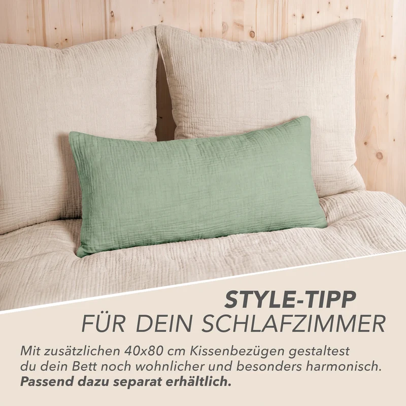 Musselin Bettwäsche Einzelbettwäsche - Beige - 155x220 + 80x80 cm