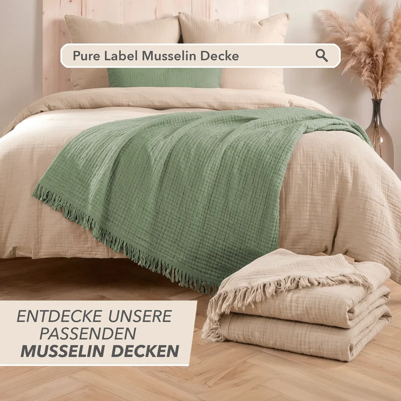 Musselin Bettwäsche Einzelbettwäsche - Beige - 155x220 + 80x80 cm