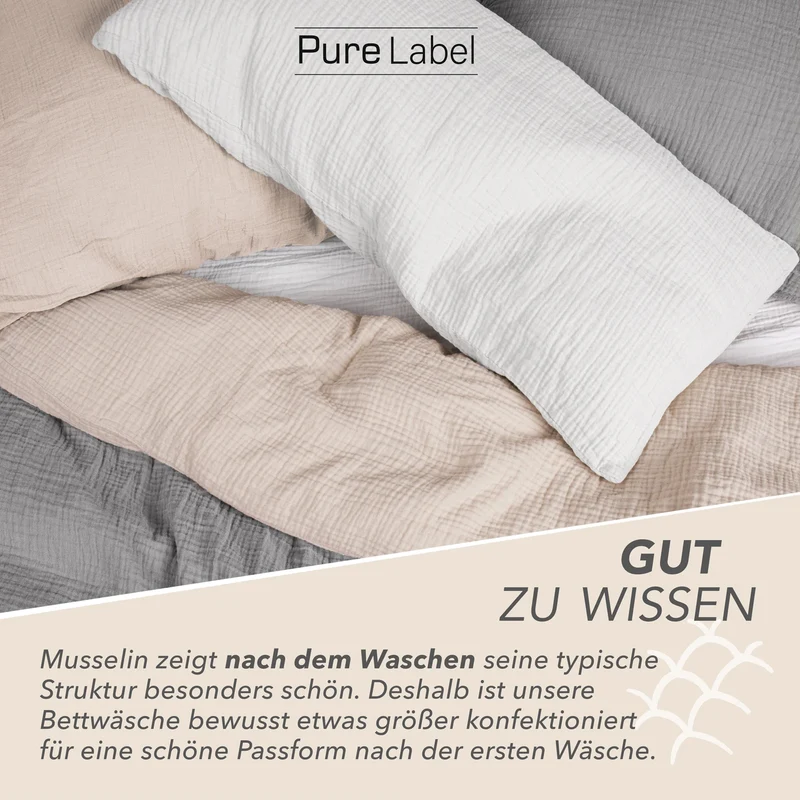 Musselin Bettwäsche Einzelbettwäsche - Grau - 155x220 + 80x80 cm