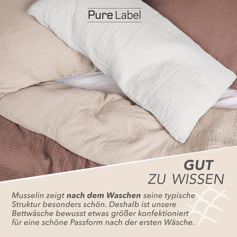 Musselin Bettwäsche Einzelbettwäsche - Hellbraun - 155x220 + 40x80 cm
