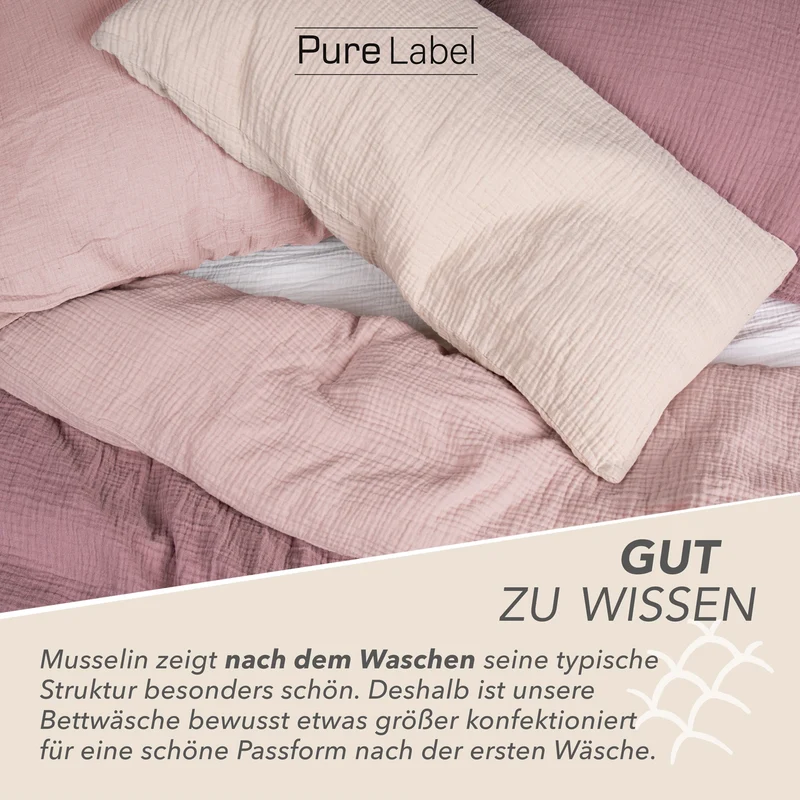 Musselin Bettwäsche Sets - Mauve - 2x155x220 + 2x40x80 cm