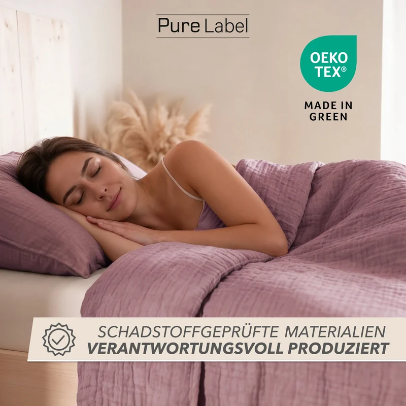 Musselin Bettwäsche Sets - Mauve - 2x155x220 + 2x40x80 cm