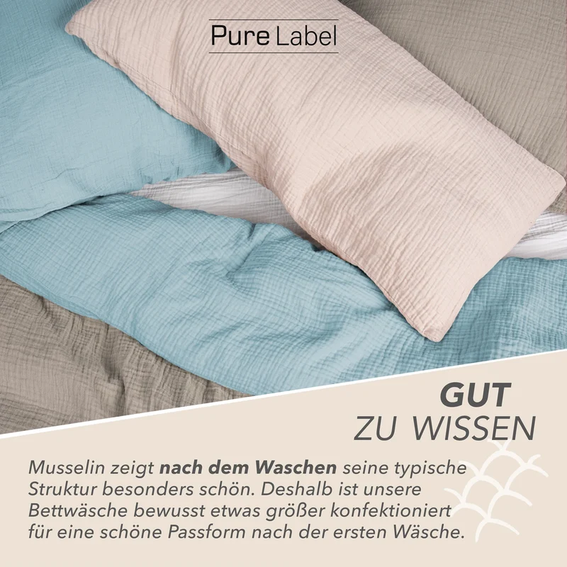 Musselin Bettwäsche Sets - Taupe - 2x135x200 + 2x80x80 cm