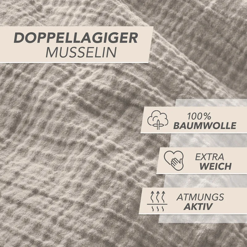 Musselin Kopfkissenbezug - Taupe - 40x80 cm