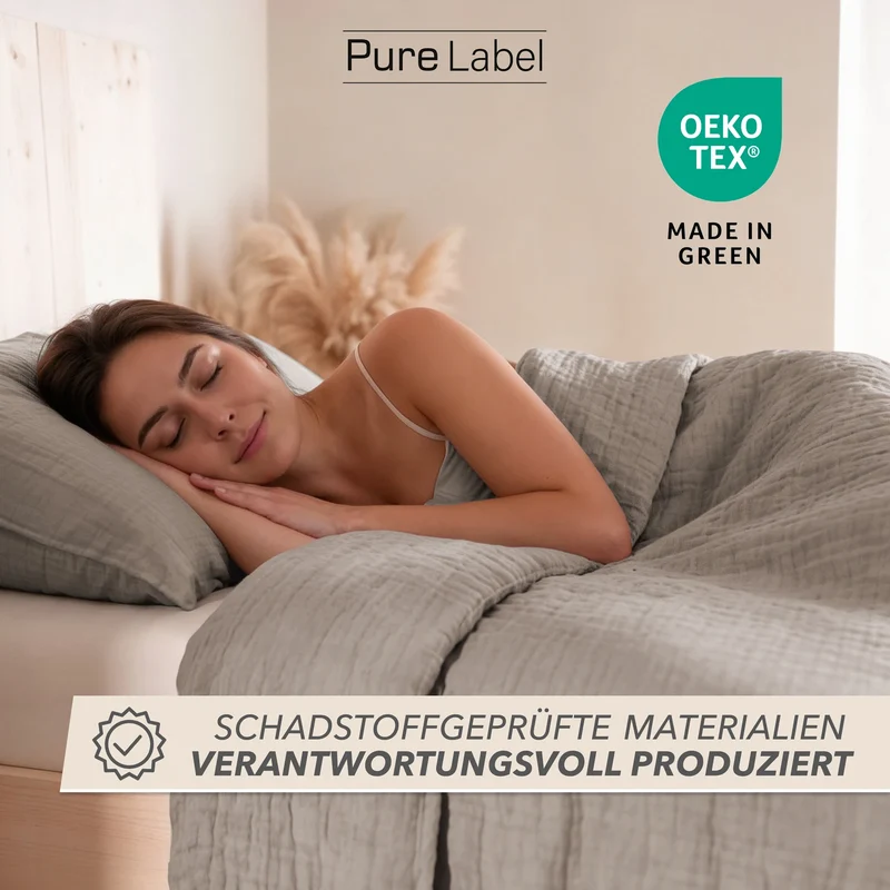 Musselin Bettwäsche Sets - Taupe - 2x135x200 + 2x80x80 cm