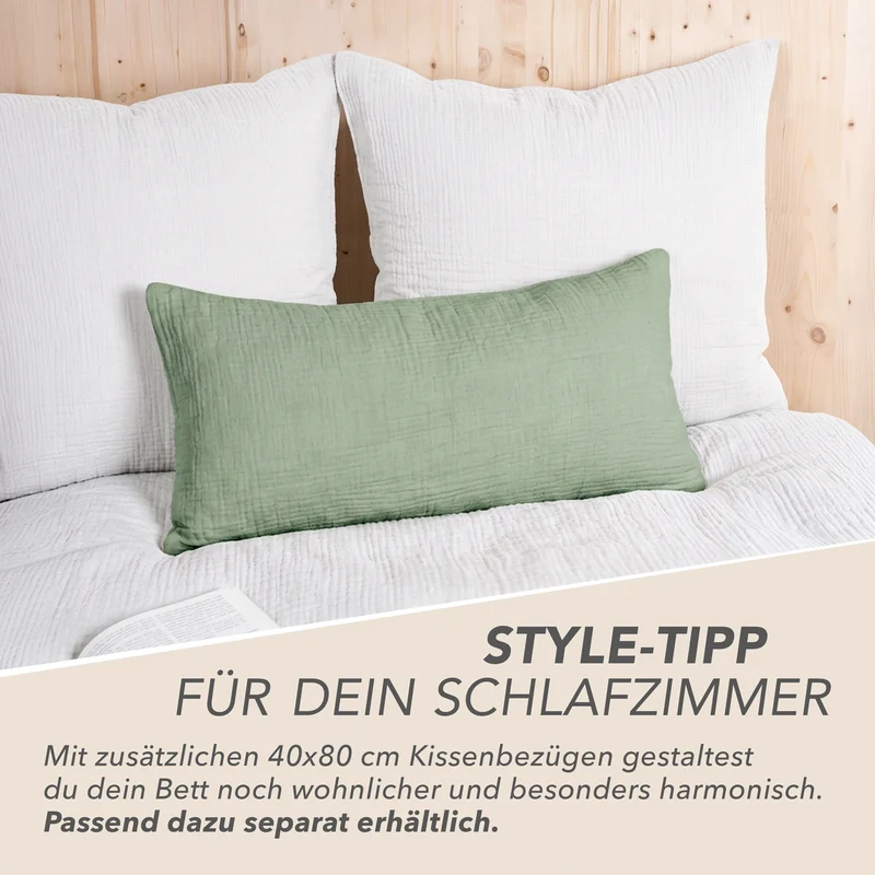 Musselin Bettwäsche Sets - Weiß - 2x135x200 + 2x80x80 + 2x40x80 cm