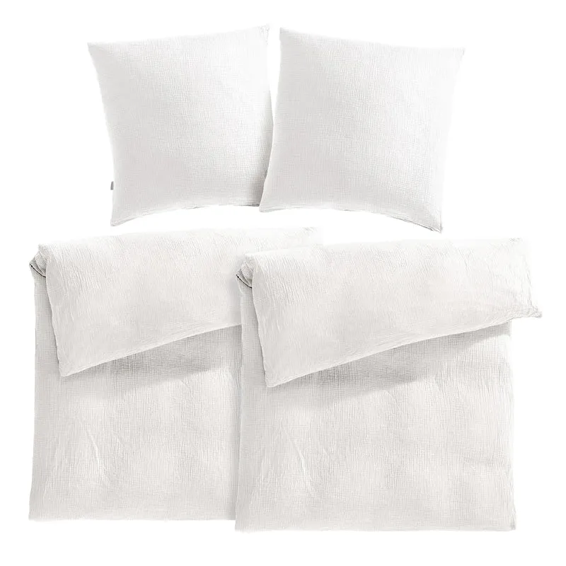 Musselin Bettwäsche Sets - Weiß - 2x135x200 + 2x80x80 cm