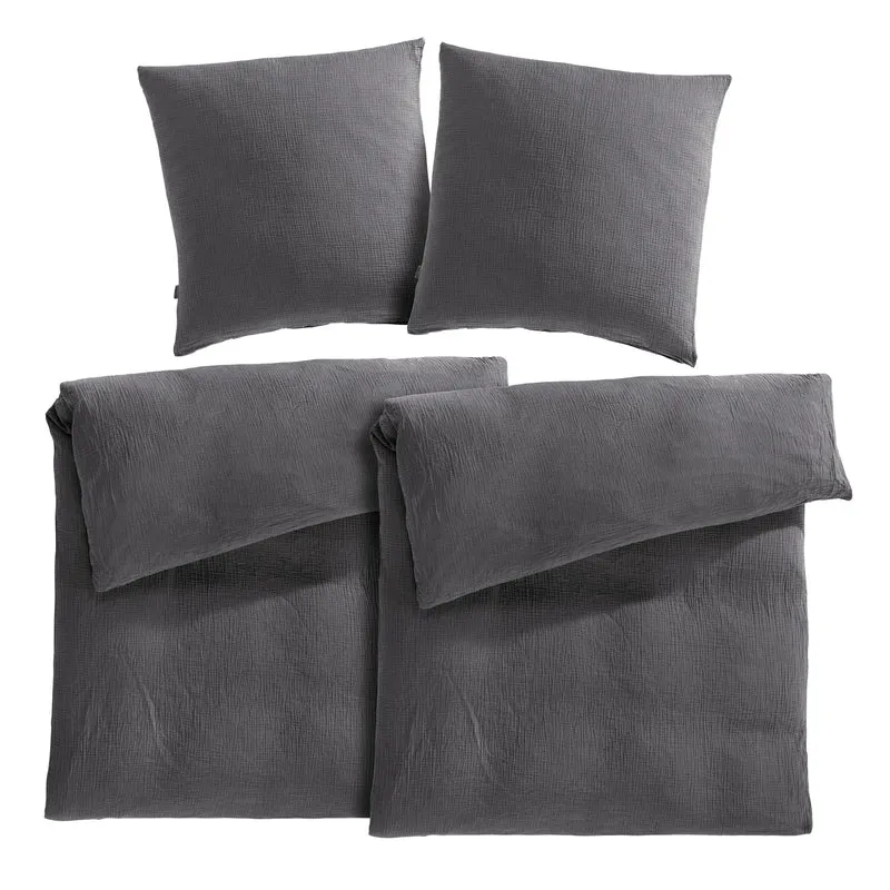 Musselin Bettwäsche Sets - Weiß - 2x135x200 + 2x80x80 cm