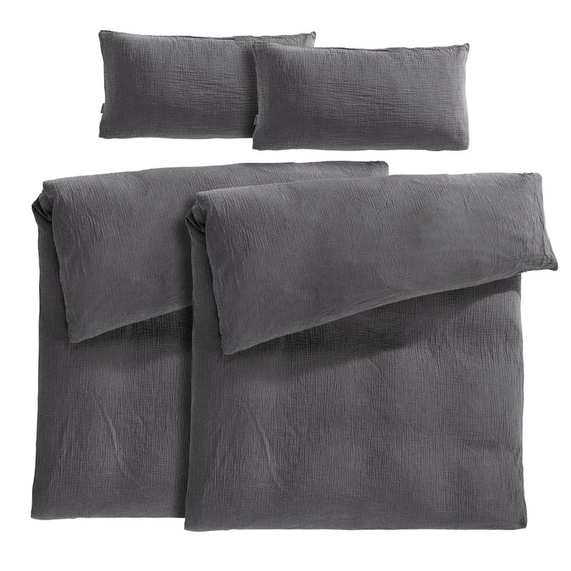 Musselin Bettwäsche Sets - Weiß - 2x135x200 + 2x80x80 cm