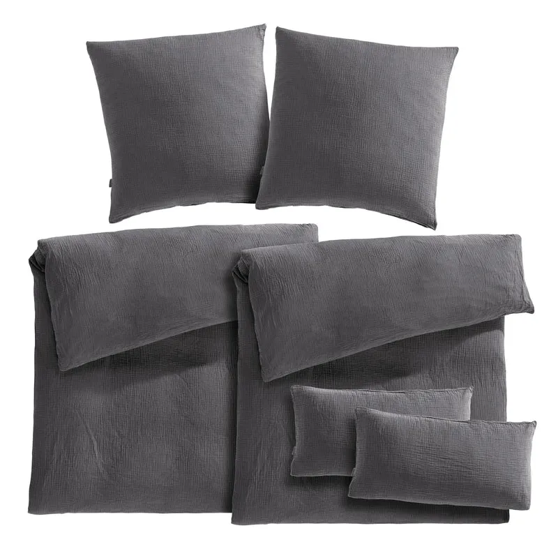 Musselin Bettwäsche Sets - Weiß - 2x135x200 + 2x80x80 cm