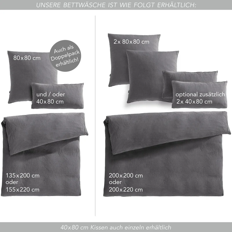 Musselin Bettwäsche Doppelbett - Hellbraun - 200x220 + 2x80x80 cm
