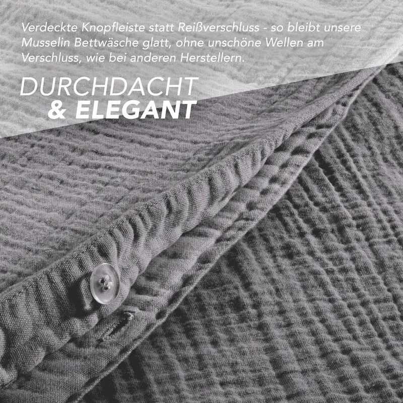 Musselin Bettwäsche Doppelbett - Hellbraun - 200x220 + 2x80x80 cm