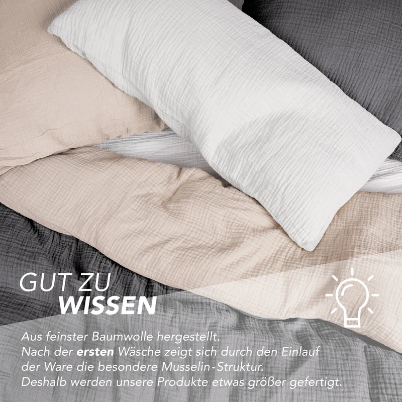 Musselin Bettwäsche Doppelbett - Hellbraun - 200x220 + 2x80x80 cm
