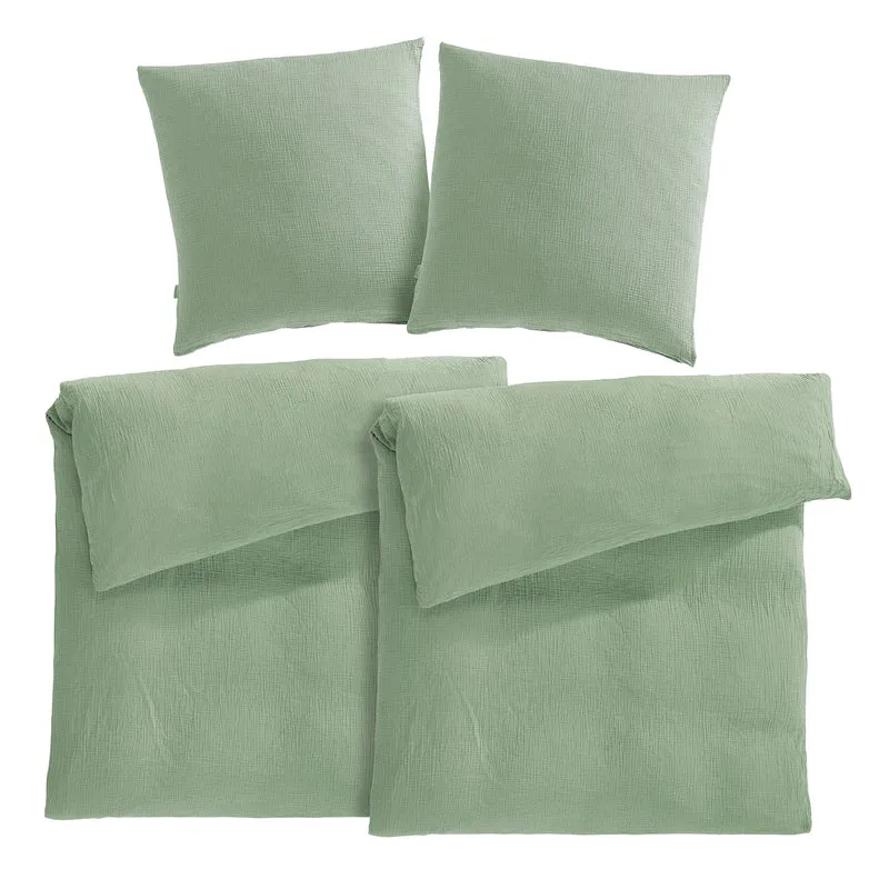 Musselin Bettwäsche Sets - Weiß - 2x135x200 + 2x80x80 cm