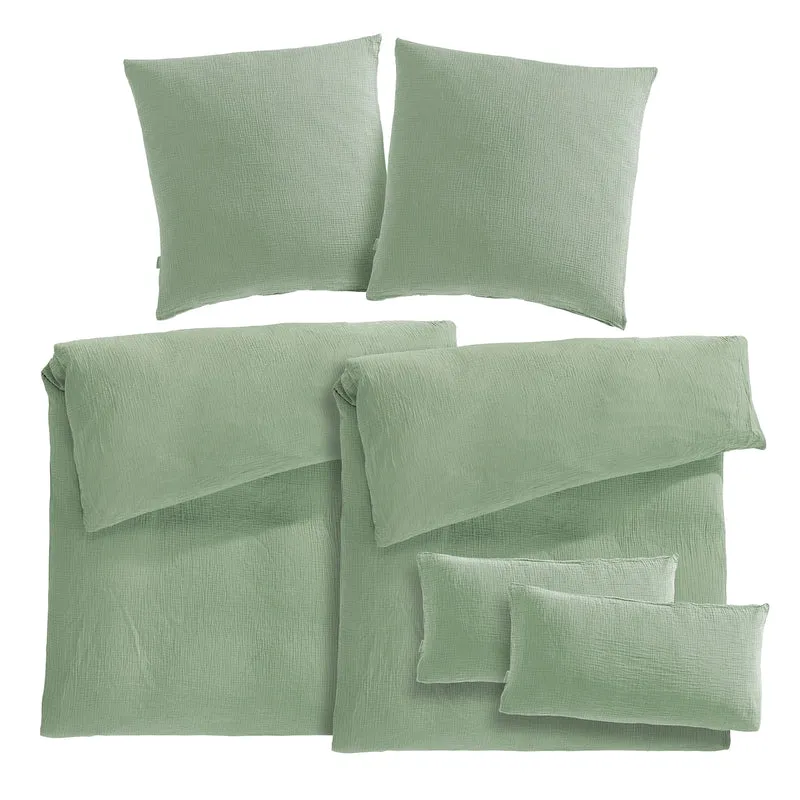 Musselin Bettwäsche Sets - Weiß - 2x135x200 + 2x80x80 cm