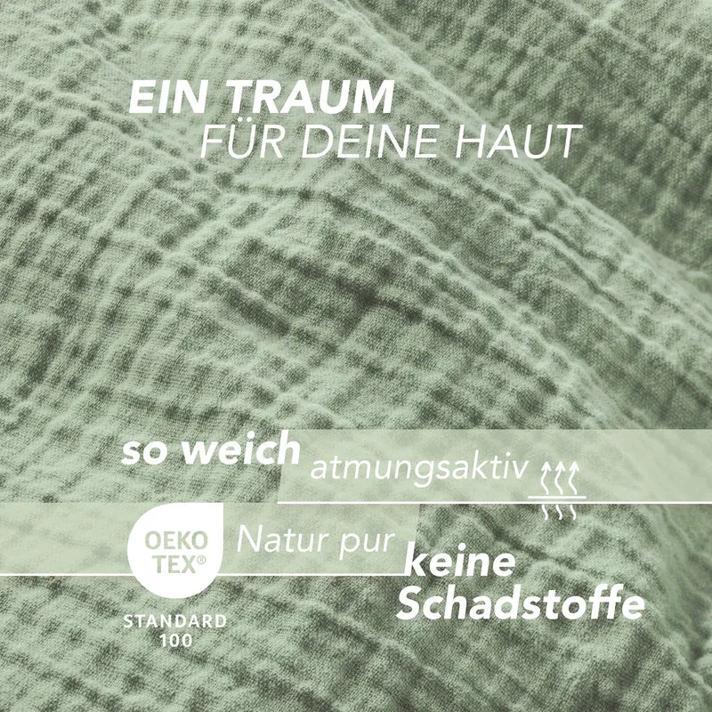 Musselin Bettwäsche Doppelbett - Hellbraun - 200x220 + 2x80x80 cm
