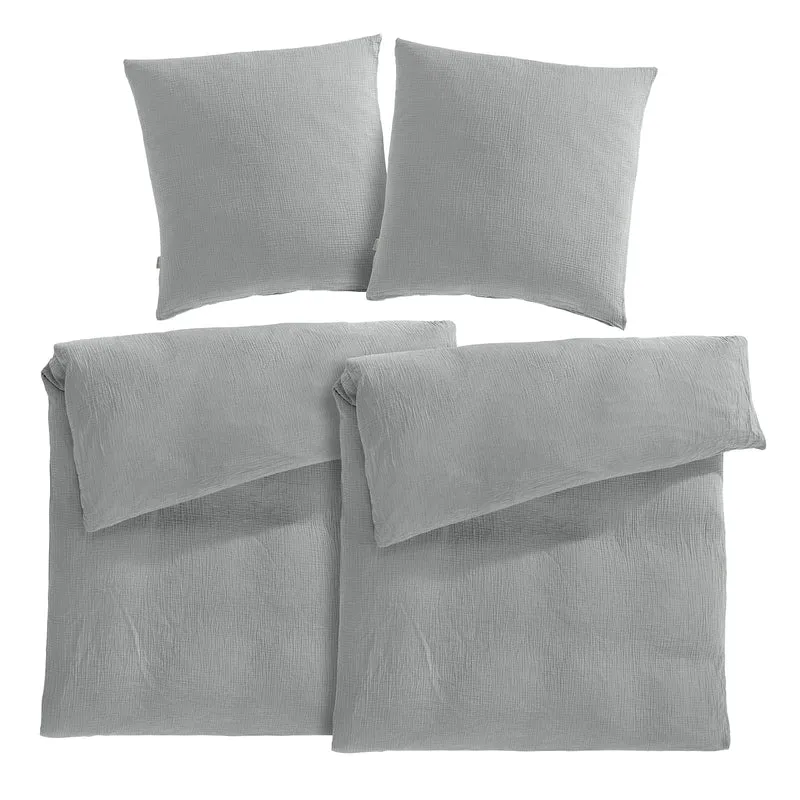 Musselin Bettwäsche Sets - Weiß - 2x135x200 + 2x80x80 cm
