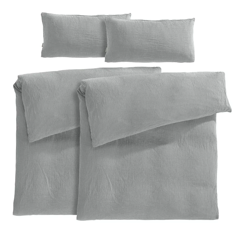 Musselin Bettwäsche Sets - Weiß - 2x135x200 + 2x80x80 cm