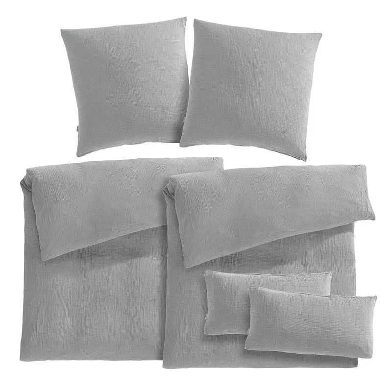 Musselin Bettwäsche Sets - Weiß - 2x135x200 + 2x80x80 cm