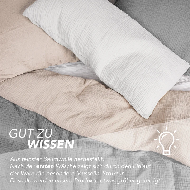 Musselin Bettwäsche Doppelbett - Hellbraun - 200x220 + 2x80x80 cm