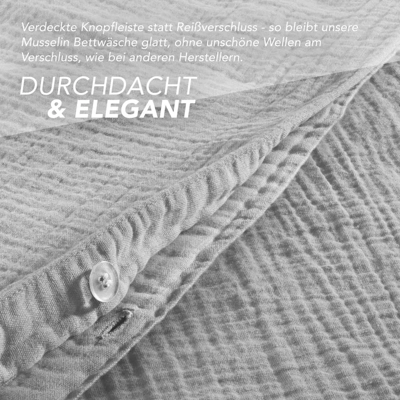 Musselin Bettwäsche Doppelbett - Hellbraun - 200x220 + 2x80x80 cm