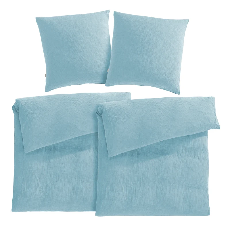 Musselin Bettwäsche Sets - Weiß - 2x135x200 + 2x80x80 cm