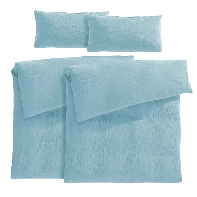 Musselin Bettwäsche Sets - Weiß - 2x135x200 + 2x80x80 cm