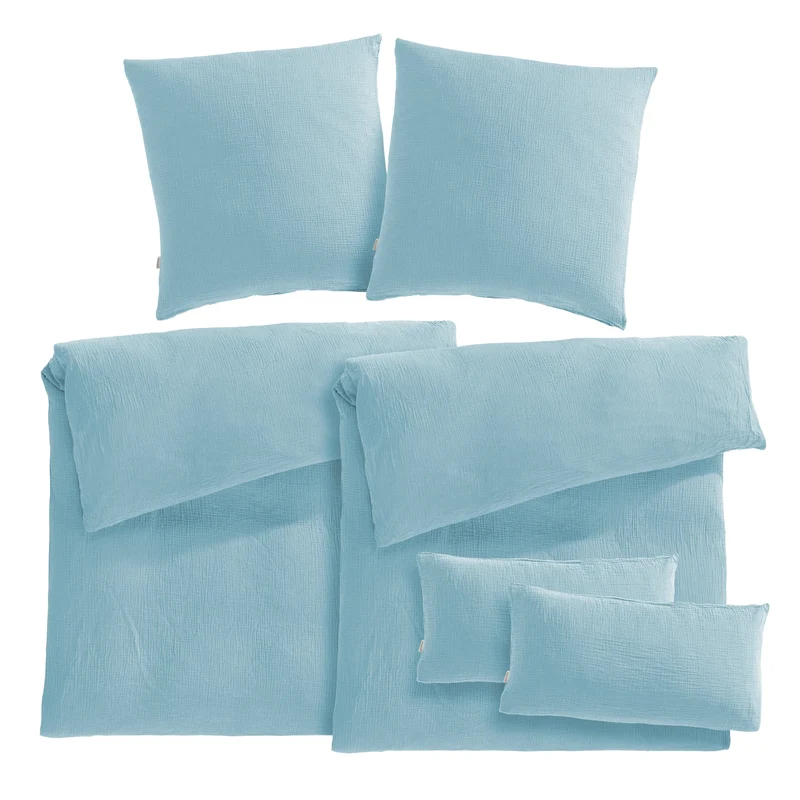 Musselin Bettwäsche Sets - Weiß - 2x135x200 + 2x80x80 cm