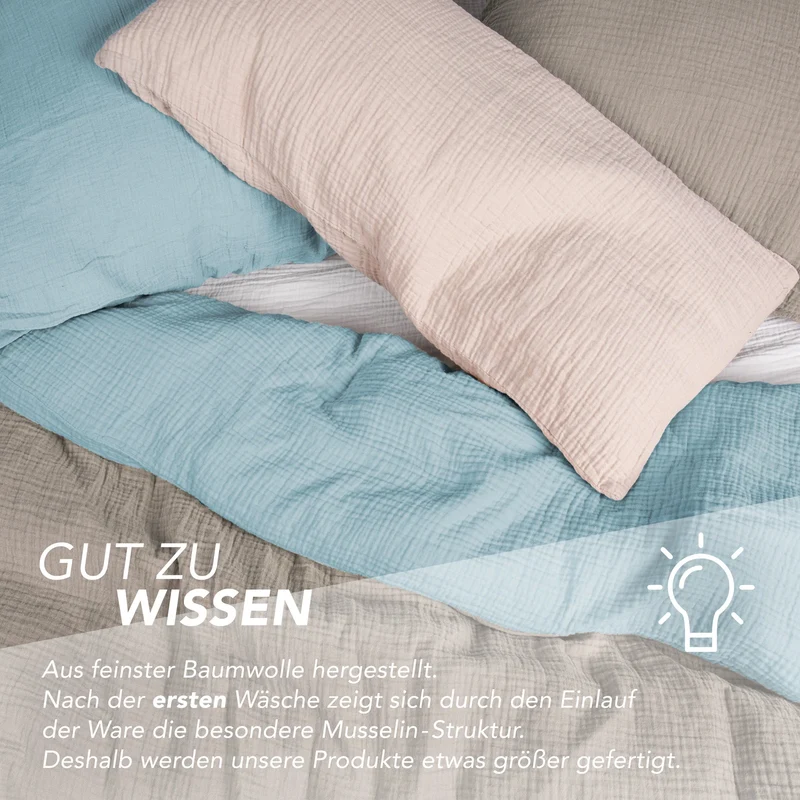 Musselin Bettwäsche Doppelbett - Hellbraun - 200x220 + 2x80x80 cm