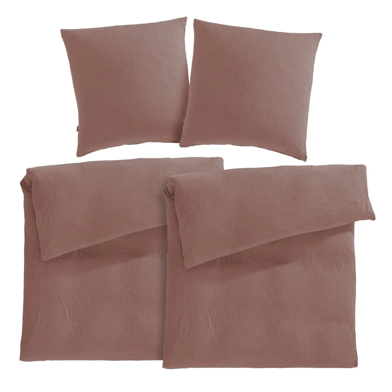 Musselin Bettwäsche Sets - Weiß - 2x135x200 + 2x80x80 cm