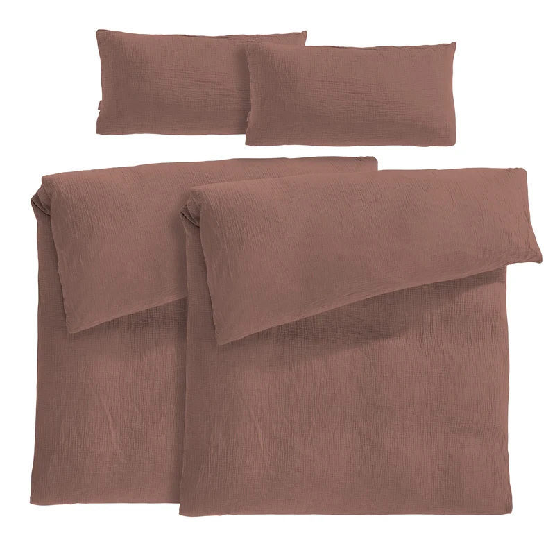Musselin Bettwäsche Sets - Weiß - 2x135x200 + 2x80x80 cm
