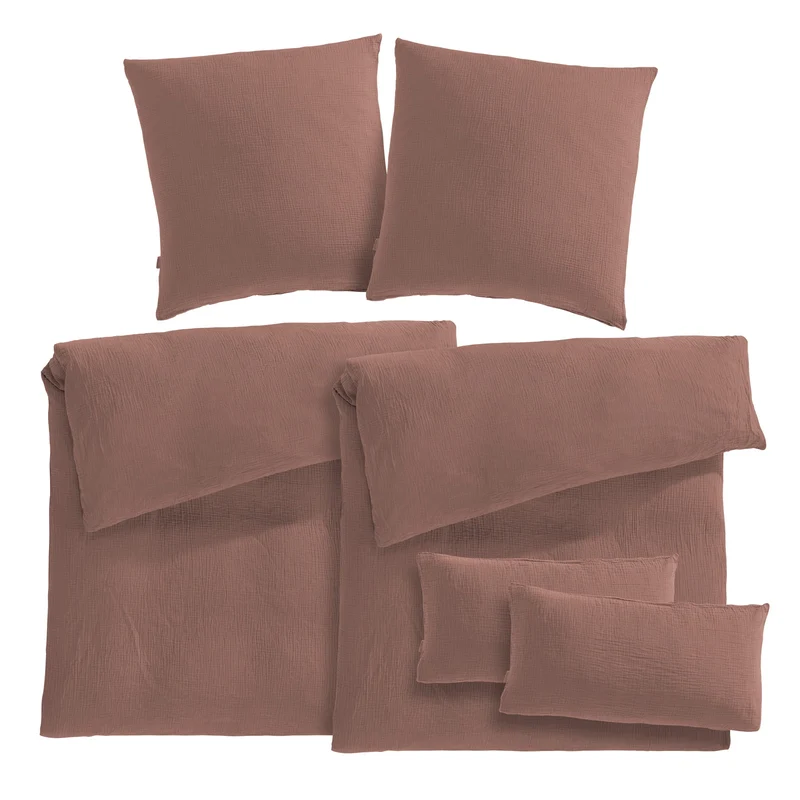 Musselin Bettwäsche Sets - Weiß - 2x135x200 + 2x80x80 cm