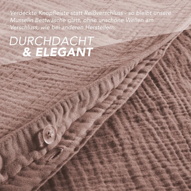Musselin Bettwäsche Doppelbett - Hellbraun - 200x220 + 2x80x80 cm