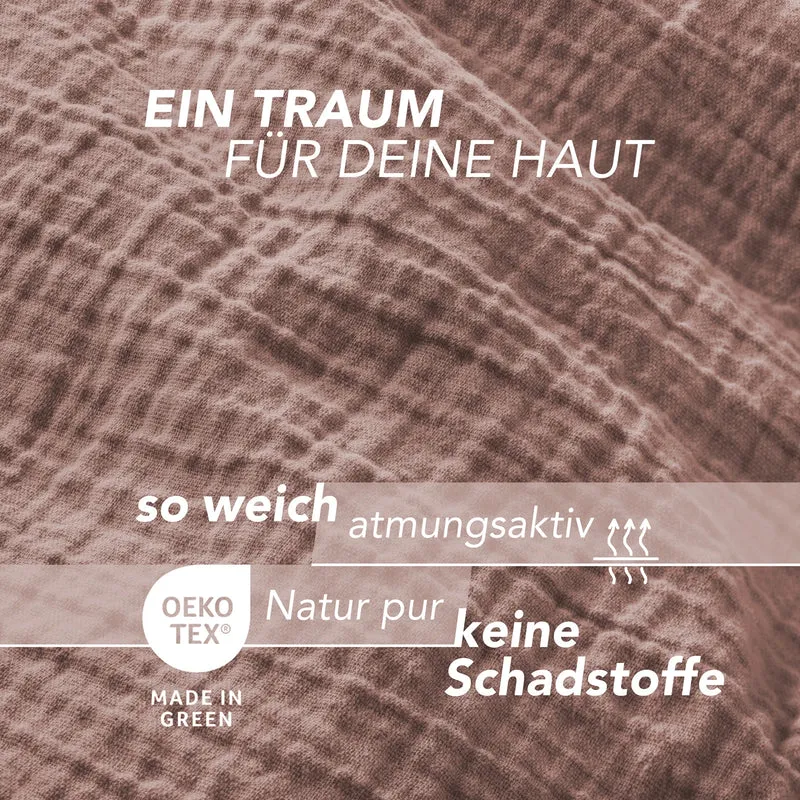 Musselin Bettwäsche Doppelbett - Hellbraun - 200x220 + 2x80x80 cm