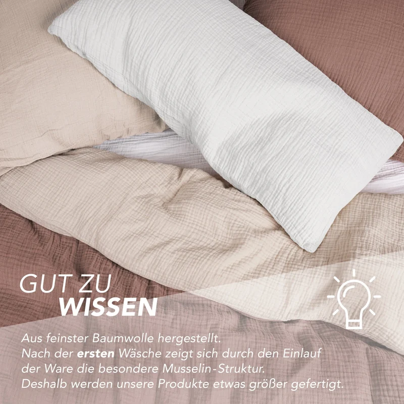 Musselin Bettwäsche Doppelbett - Hellbraun - 200x220 + 2x80x80 cm