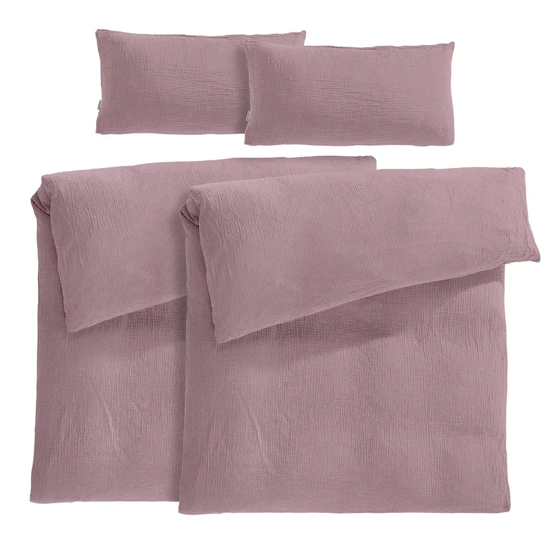 Musselin Bettwäsche Sets - Weiß - 2x135x200 + 2x80x80 cm
