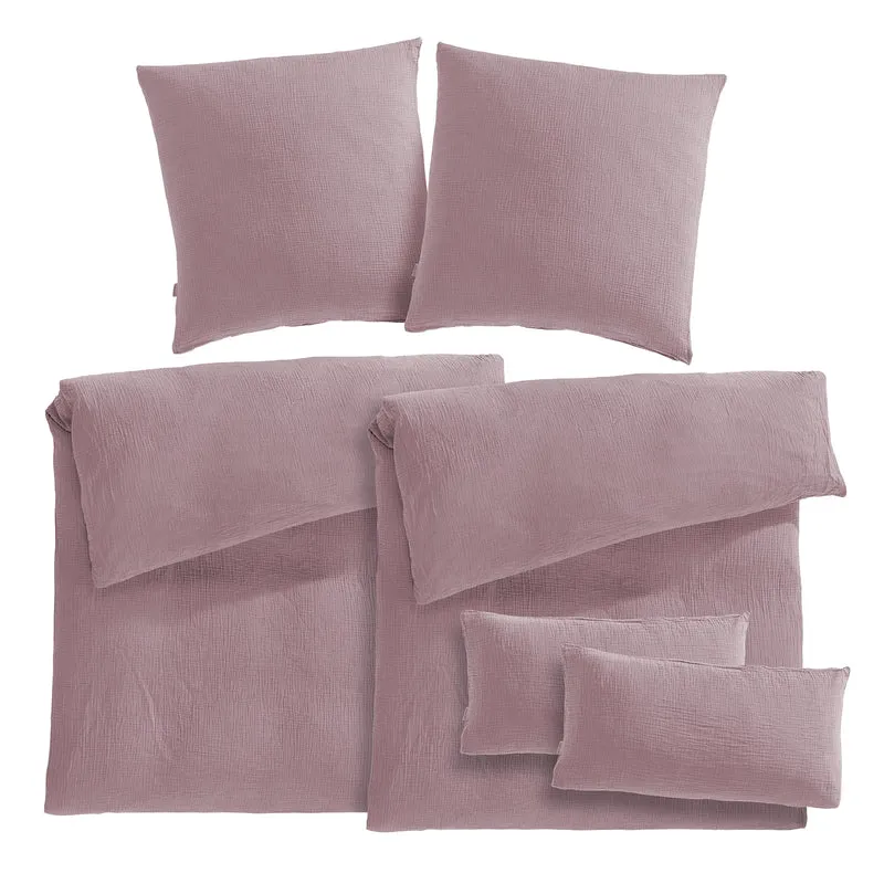 Musselin Bettwäsche Sets - Weiß - 2x135x200 + 2x80x80 cm